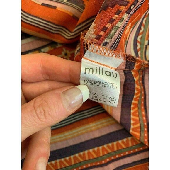 Millau Red Orange Ivory Short Sleeve Crop Top - Picture 7 of 8